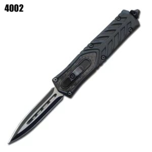 7" Zinc handle OTF Knife Black w/ Carbon Insert