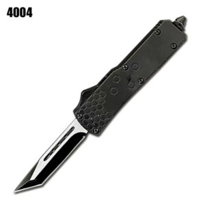 7" Zinc handle OTF Knife Black w/ Pattern Handle