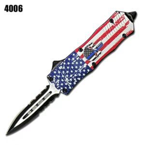7" Zinc handle OTF Knife Flag Handle