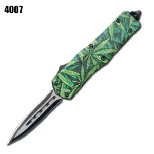 7" Zinc handle OTF Knife Leaf Handle Print