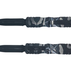 8.5" Zinc Handle OTF - Black Handle w/ Star Print