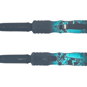 8.5" Zinc Handle OTF - Black Handle w/ Skull and Rose