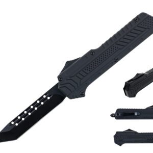 9" Zinc Handle OTF knife - Black Blade