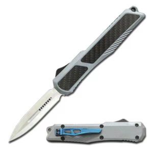 8" Zinc handle OTF Knife w/ Carbon Insert -grey