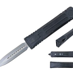 8.25" CNC Aluminum Handle OTF Knife w/ Glass Breaker/ D2 blade - Black