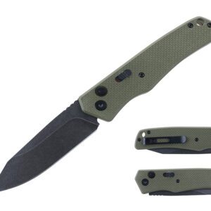 8" G10 Handle Button-Lock Switch Knife - OD Green