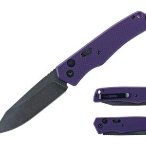 8" G10 Handle Button-Lock Switch Knife - Purple