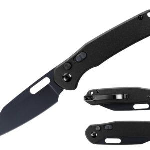 8" G10 Handle Button-Lock Switch Knife w/ Aluminum Handle - Black