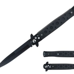 12.25" Stainless Steel Handle G10 insert Button Lock Switch Knife