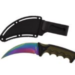 S-TEC 9" Karambit Hunting Knife - Rainbow
