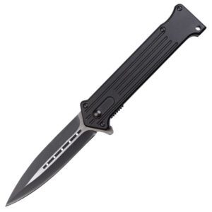 black blade black handle assisted folding knife with pocket clip