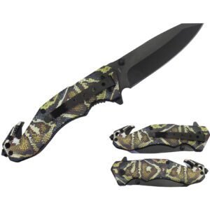 folding knife with snake skin graphic