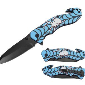 folding knife with spider graphic