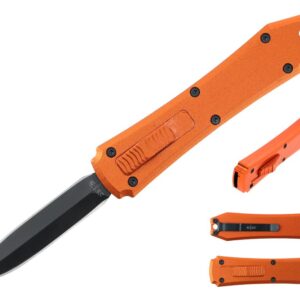 5.25" Anodized Aluminum Handle Mini OTF w/ Pocket Clip- Orange