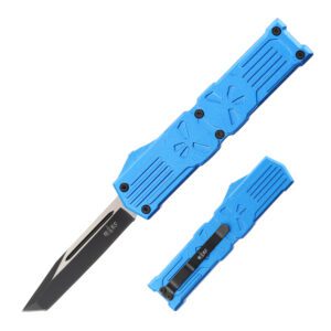 5.25" Anodized Aluminum Handle Mini OTF w/ Pocket Clip- Blue