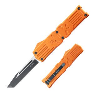 5.25" Anodized Aluminum Handle Mini OTF w/ Pocket Clip- Orange