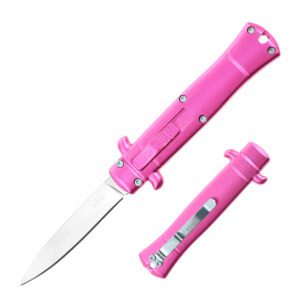 5.25" Anodized Aluminum Handle Mini OTF w/ Pocket Clip- Pink