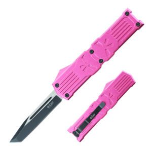 5.25" Anodized Aluminum Handle Mini OTF w/ Pocket Clip- Pink