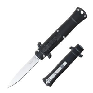 5.25" Anodized Aluminum Handle Mini OTF w/ Pocket Clip- Black