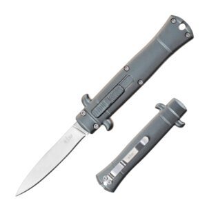5.25" Anodized Aluminum Handle Mini OTF w/ Pocket Clip- Gunmetal