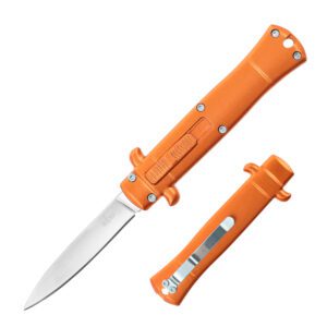 5.25" Anodized Aluminum Handle Mini OTF w/ Pocket Clip- Orange