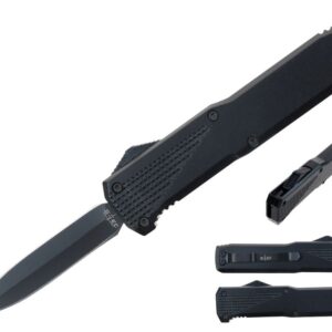 5.25" Anodized Aluminum Handle Mini OTF w/ Pocket Clip- Black