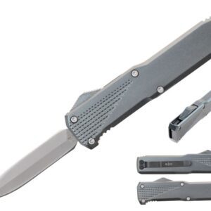 5.25" Anodized Aluminum Handle Mini OTF w/ Pocket Clip- Gunmetal