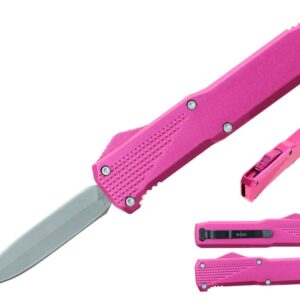 5.25" Anodized Aluminum Handle Mini OTF w/ Pocket Clip- Pink