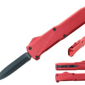 5.25" Anodized Aluminum Handle Mini OTF w/ Pocket Clip- Red