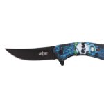 7.75" ABS Handle Assisted Folding Knife w/ Graphic -Skull & Snake-