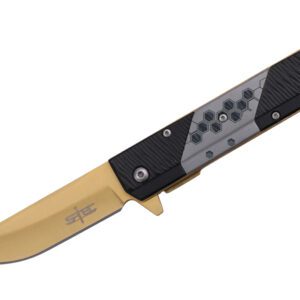 gold blade aluminum handle folding knife