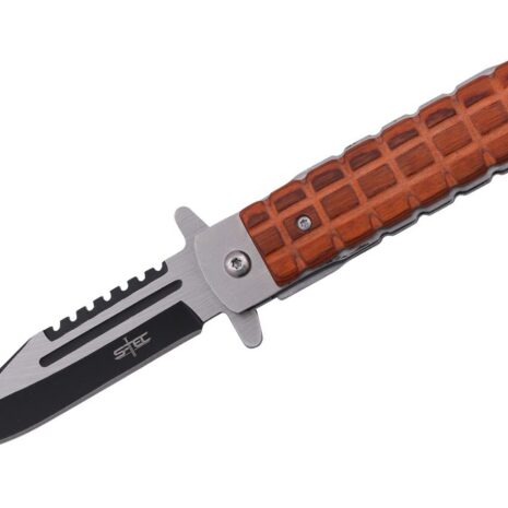 bayonet style folding knife w/ wood handle
