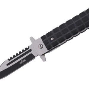 bayonet style folding knife w/ clip point blade. G10 handle w/ steel liner.