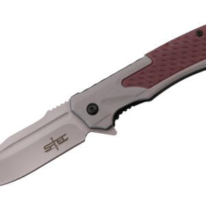 aluminum handle assisted folding knife. new color: gray w/ maroon