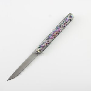 8" Stainless Steel Folding Knife with Ball Bearing Pivot - Silver & Iridescent