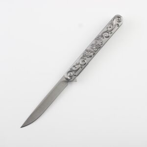 8" Stainless Steel Folding Knife with Ball Bearing Pivot - Silver & Silver