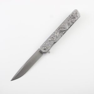 8.5" Stainless Steel Folding Knife with Ball Bearing Pivot - Silver & Silver- Mermaid