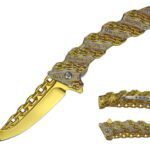 8" Spring Assist Titanium Coated Liner Lock Folding Knife