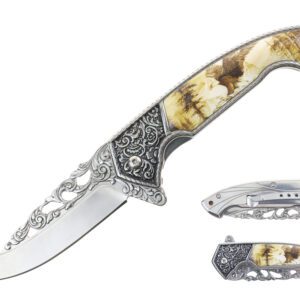 stainless steel folding knife w/ eagle graphic