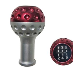 golf ball style shift knob walking cane. aluminum red/silver.