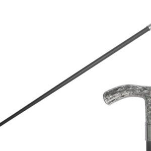 zinc handle walking cane with silver flame