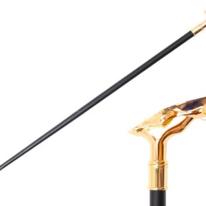 35.5" Zinc Metal Handle Walking Cane - Gold Jag
