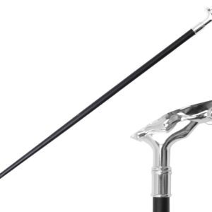 35.5" Zinc Metal Handle Walking Cane - Silver Jag