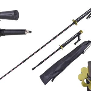 54" Extendable Hiking Stick w/ Sword Style Handle - Black/Pink