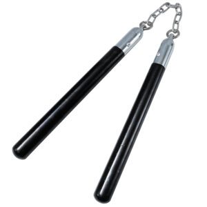 12" Black wood Nunchakus w/metal chain