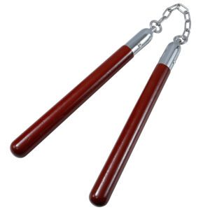 12" Wood Nunchakus w/metal chain (RED)