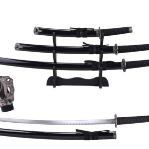 black display samurai sword set