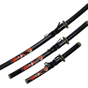 samurai sword set w/ dragon graphic and stand