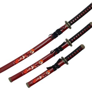 samurai sword set w/ dragon graphic and stand