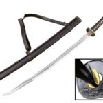 41" 1045 Carbon Steel Samurai Sword with Brown Leather Sheath w/ Shoulder Strap